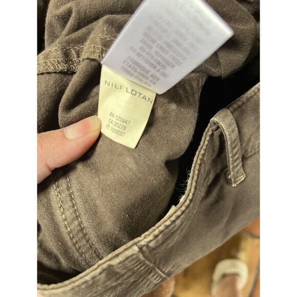 NILI LOTAN  Cotton Cropped French Military Pant Brown Ankle Zip Jogger Size 4 - Picture 8 of 15